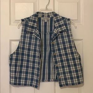 Vintage Karen Kane Plaid vest in blue and white